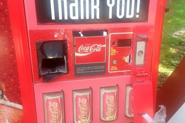 Busted Coke Machine at Alpine